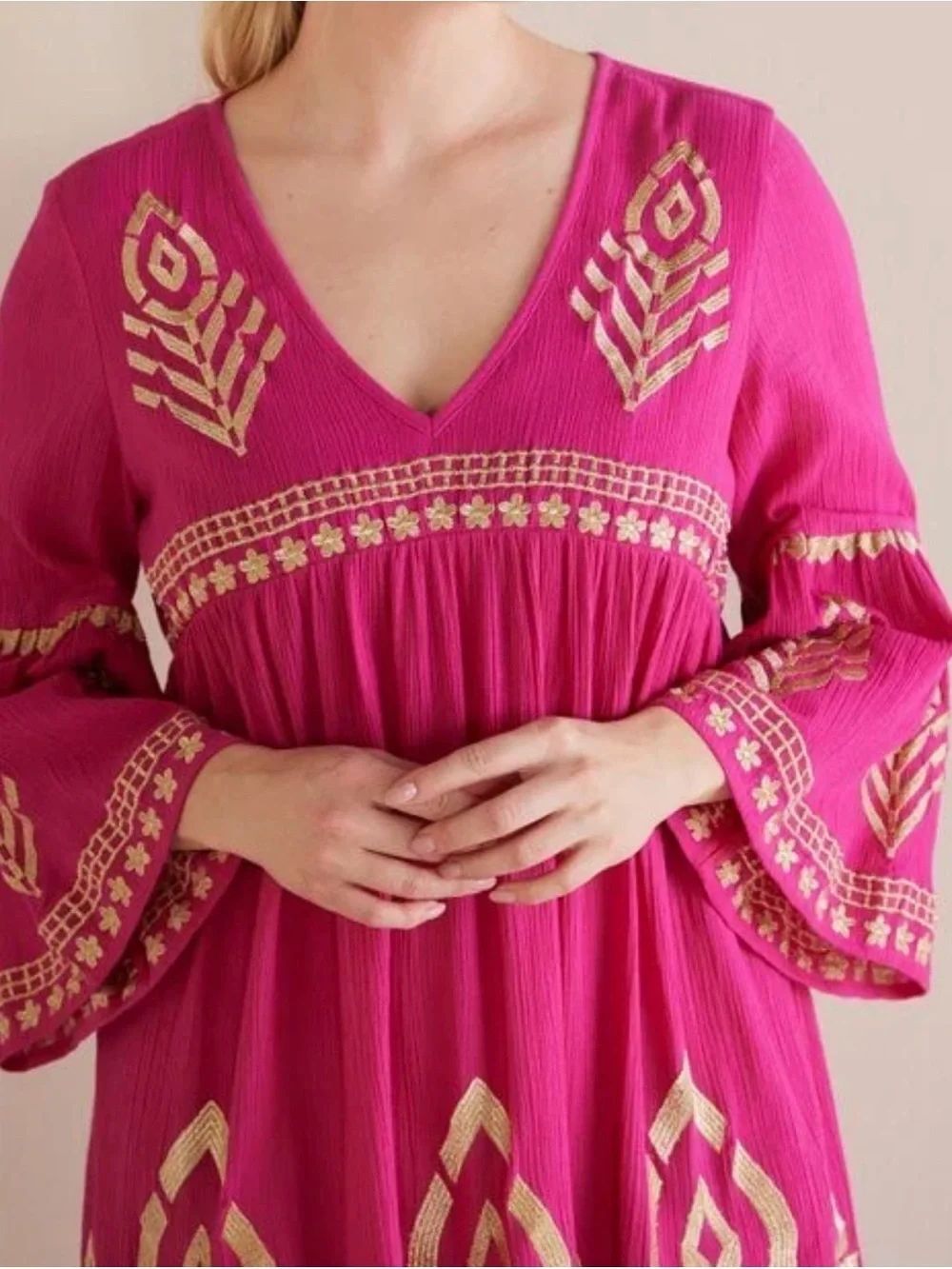 NWOT Soft Surroundings Zeneta Dress Pink Peacock - Picture 3 of 9